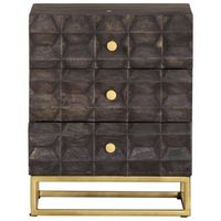 mesita de noche  mesa auxiliar  mesilla de madera maciza de mango negro 40x30x50 cm