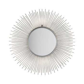 Espejo De Pared Plateado 80 Cm Redondo Con Forma De Sol Baño Entrada Sala De Estar Cilly