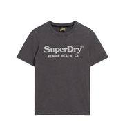 superdry para mujer w1011403a camiseta con acabado metalizado gris xs casual algodon manga corta