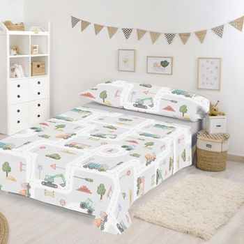 Juego De Sábanas Infantil 3 Piezas De 100% Algodón Cama 105 Cool Kids Road