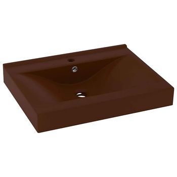 Lavabo De Lujo Agujero De Grifo Cerámica Marrón Oscuro 60x46 Cm Vidaxl