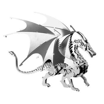 Maqueta 3d De Acero Inoxidable. Modelo Dragón. 12,5x6x9 Cm. Color: Plata