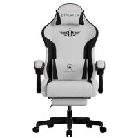gtplayer ergonomischer gaming-stuhl mit lendenwirbelstutze und verbreiterter ruckenlehne - stoff grau