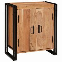 armario de noche - mueble de almacenamiento - madera maciza de acacia - marron 66x35x76cm