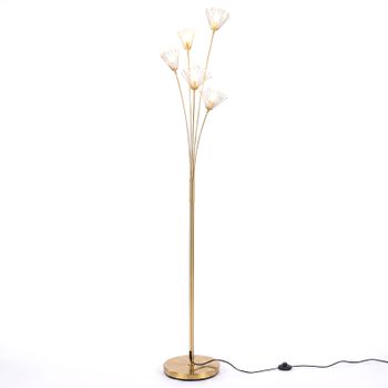 Costway Lámpara de Pie con Diseño de Diente de León 5 Brazos Iluminación Ambiental Estructura Metálica Elegante Color Dorado 28 x 180 cm