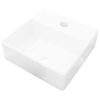 Lavabo cuadrado orificio de cerámica blanco 380 x 300 x 115 mm