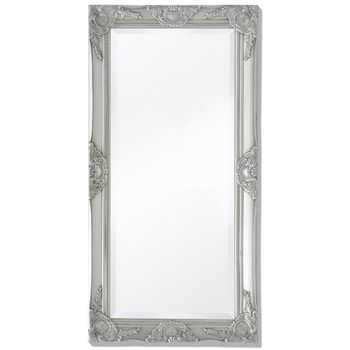 Espejo Decorativo | Espejo De Pared Estilo Barroco Plateado 100x50 Cm Cfw935272