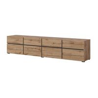 mueble para tv xl color roble y negro 225cm coleccion havana mueble de diseno con 4 puertas y 4 cajones