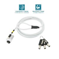 candado de seguridad mobilis 001329 acero 18m blanco 3 llaves portatil