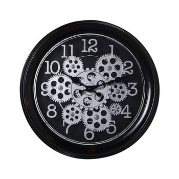 Reloj De Pared Negro Y Plateado