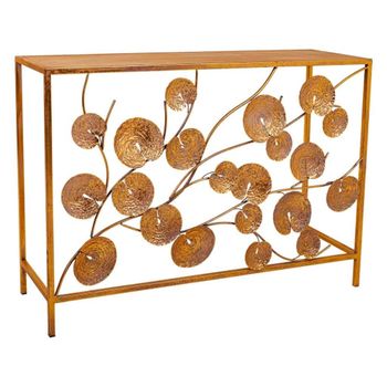 Recibidor-consola de metal dorado 100x35x70.5
