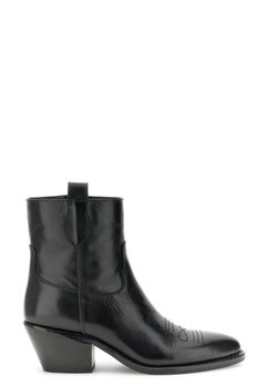botines de piel con costuras decorativas black 40