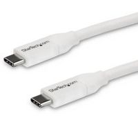 cable 4m usb-c a usb-c con capacidad para entrega de alimentacian de 5a - usb tipo c - cable de carga usbc - usb 20 - blanco
