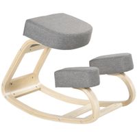 vinsetto silla ergonomica de rodillas con cojines acolchados marco de madera para una mejor postura oficina gris