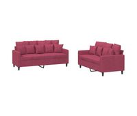 vidaxl juego de sofas con cojines 2 piezas terciopelo rojo tinto