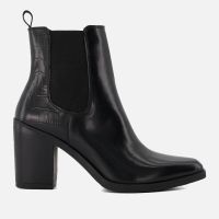 dune london womens promising block-heel leather western boots - uk 8