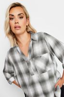 yours camisa viscosa de cuadros negros con brillo metalizado mujer curvy y tallas grandes yours