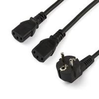 startechcom cable de 2m de alimentacian en y para ordenador 18awg eu schuko a 2x c13 10a 250v cable de alimentacian de ca de repuesto para impresora para monitor ul
