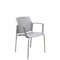 piqueras y crespo sege pack de 4 sillas pvc chasis con brazos gris