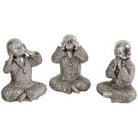 set 3 monjes sentidos resina plateado