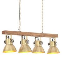 lampara de techo industrial madera de mango laton e27 vidaxl