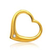 colgante moderno corazon de plata chapado en oro circonita