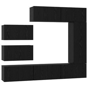 Conjunto De Mueble De Tv 8 Uds | Mueble De Salón | Gabinete De Tv Roble Negro Madera De Ingeniería