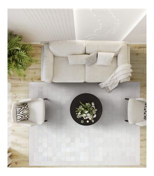 Alfombra de piel Patchwork White - Cuadros de 10x10 - A Medida