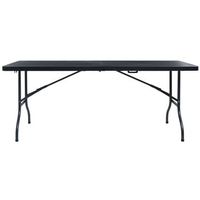 mesa de jardinrmesa para exterioresrmesa de patio plegable imitacion ratan hdpe negro 180x75x72 cm