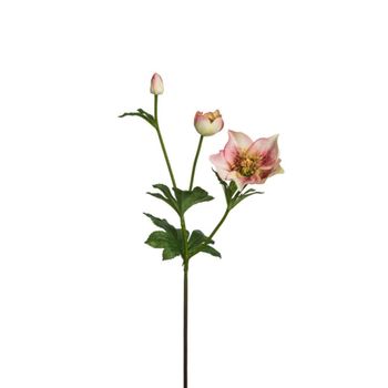 Tallo de rosa de navidad artificial blanco y rosa h45