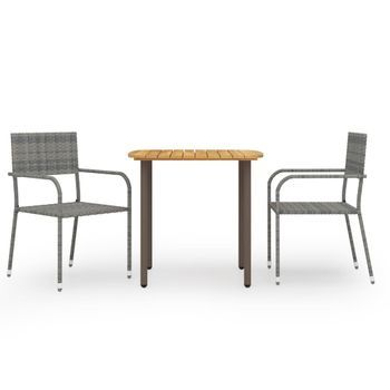 Juego De Comedor De Jardín 3 Pzas Ratán Sintético Gris Vidaxl
