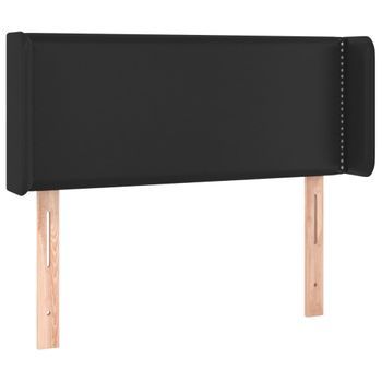 Cabecero Cama Mueble De Dormitorio Con Led Cuero Sintético 93 X 16 X 78/88 Cm Negro M02_0000371
