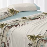 juego de sabanas 50 algodon diseno vintage playa agua marina 135 x 190200 cm - agua marina - burrito blanco