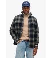superdry para hombre m4010720a sobrecamisa a cuadros de lana forrada de tejido polar marino m casual poliester manga larga