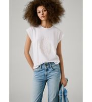 pepe jeans para mujer pl506111 camiseta aza blanco s casual algodon manga corta