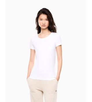 EA7 para mujer. 7W001045_AF10373 Camiseta Core blanco (3XL), Casual, Algodón, Manga corta