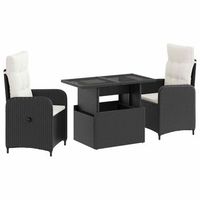 juego de comedor para exteriores 3 uds negro y crema vidaxl