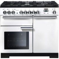 rangemaster professional deluxe 100 dual fuel range cooker - white white