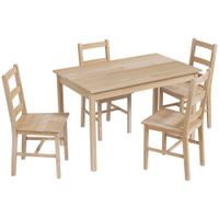 homcom conjunto de comedor de 5 piezas mesa con sillas conjunto de asientos madera maciza 118x73x75 cm natural   aosom espana