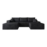 sofa modular negro 270cm con chaise longue en forma de l sin estructura rigida pana a rayas