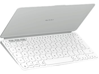 Funda con teclado - Logitech Keys to Go 2 para iPad, Bluetooth, Accesos directos, Multidispositivo, Smart Actions, iPhone y Macbook, Blanco