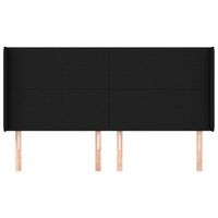 cabecero cama mueble de dormitorio con orejas de tela 203 x 16 x 118128 cm negro m020003622