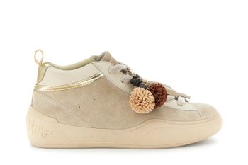 zapatillas mid de ante y piel recubierta con charm beige 39
