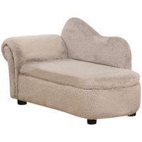 pawhut sofa elevado para perros con espacio portaobjetos oculto en madera y tejido aterciopelado 80x40x46 cm beige   aosom espana