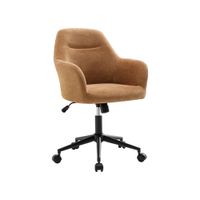 silla de oficina con ruedas ajustable metal y tela camel