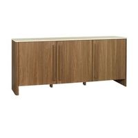 aparador de madera con sobre efecto travertino 3 puertas 160cm nogal