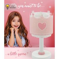 lampara de mesa infantil little queen corona y corazones led