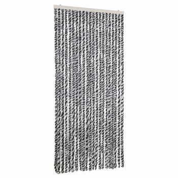 Cortina Antimoscas Chenilla Gris Negro Y Blanco 90x200 Cm Vidaxl