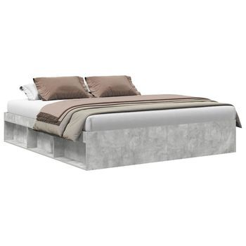 Cama Matrimonial | Cama Para Adultos | Estructura De Cama Gris Hormigón 180x200 Cm