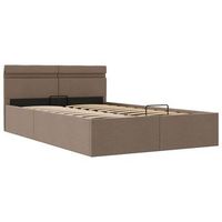 cama canape hidraulica almacenaje led tela gris topo 140x200 cm